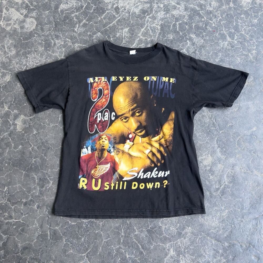 Vintage 1990s 2Pac Tupac Faded Black Rap Tee Shirt GRAIL
